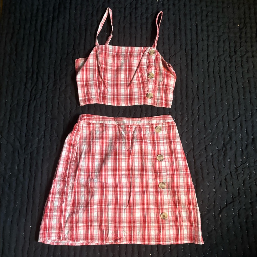 Pink plaid set size medium